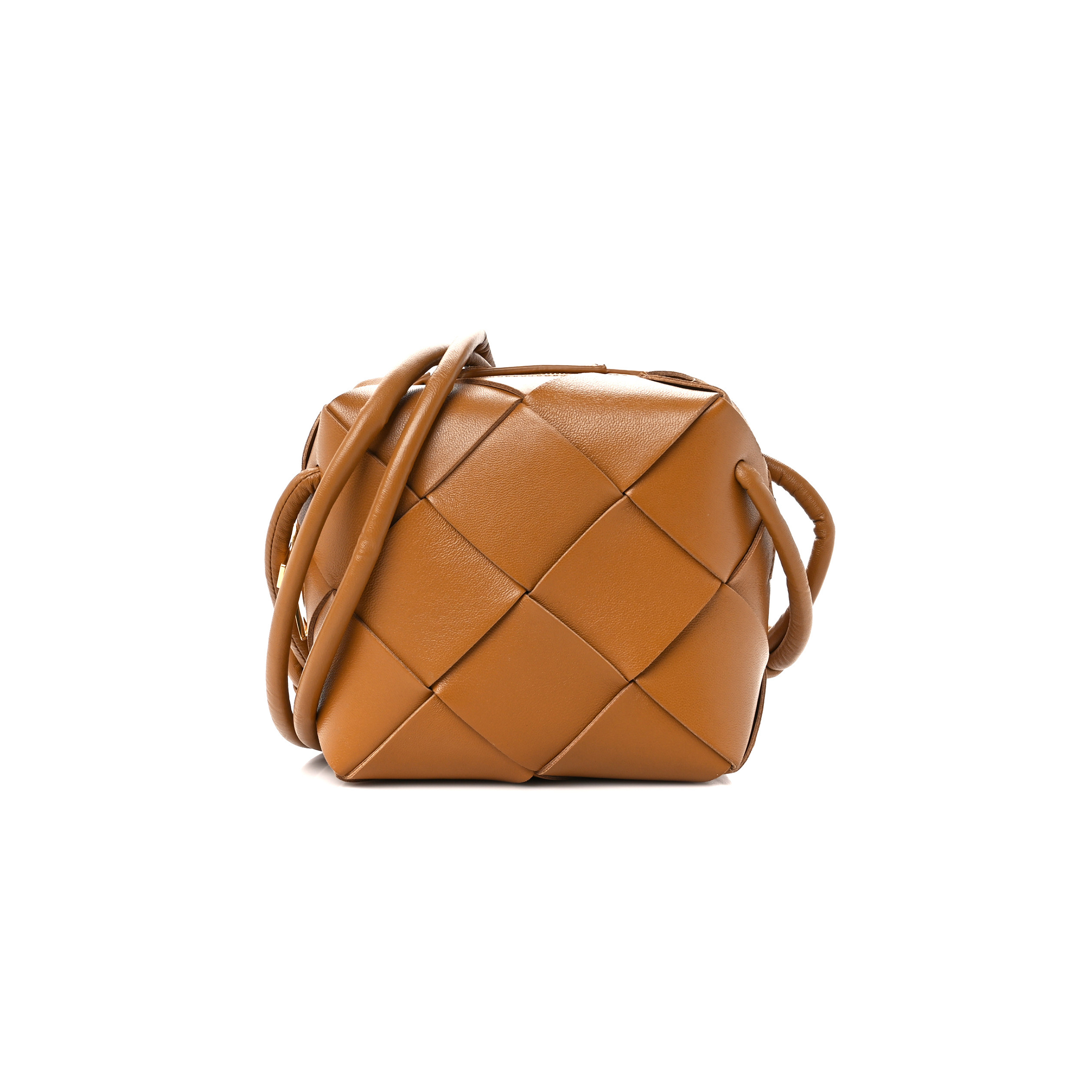 BOTTEGA VENETA LAMBSKIN MAXI INTRECCIATO MINI CASSETTE CAMERA BAG ACORN (15*15*7cm)