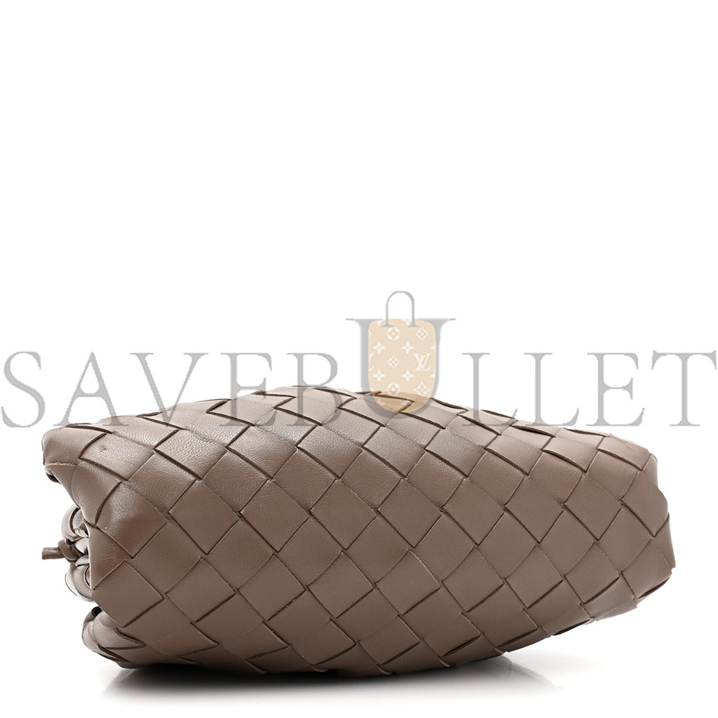 BOTTEGA VENETA NAPPA INTRECCIATO THE MINI POUCH TAUPE GREY 1442829 (22*11*5cm)