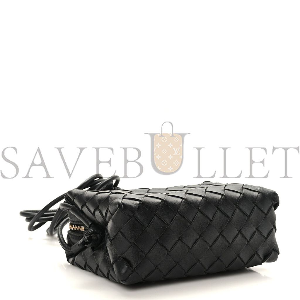 BOTTEGA VENETA NAPPA INTRECCIATO MINI LOOP CAMERA BAG BLACK  (17*11*8cm)