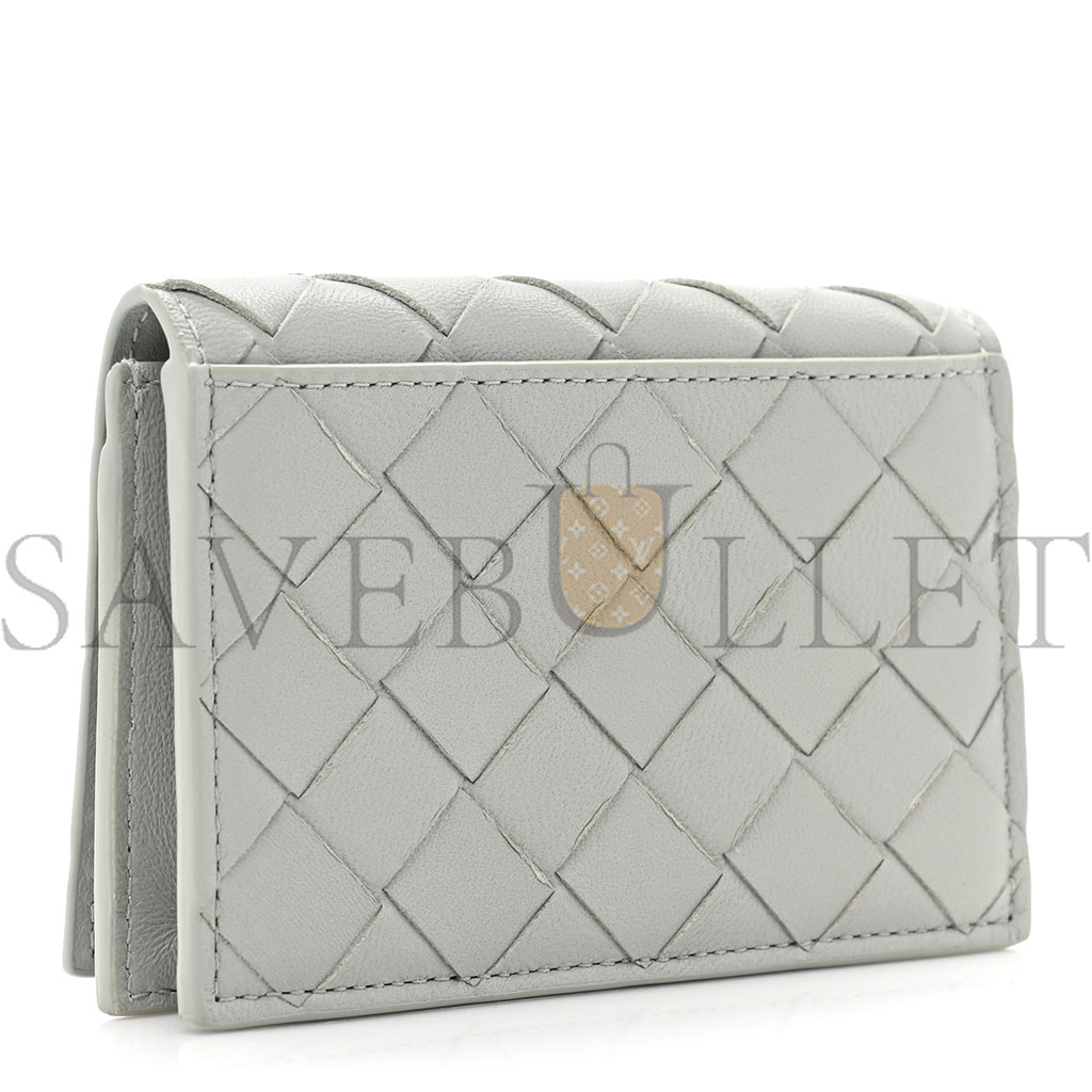 BOTTEGA VENETA NAPPA INTRECCIATO CARD CASE AGATE GREY (11*9*2cm)