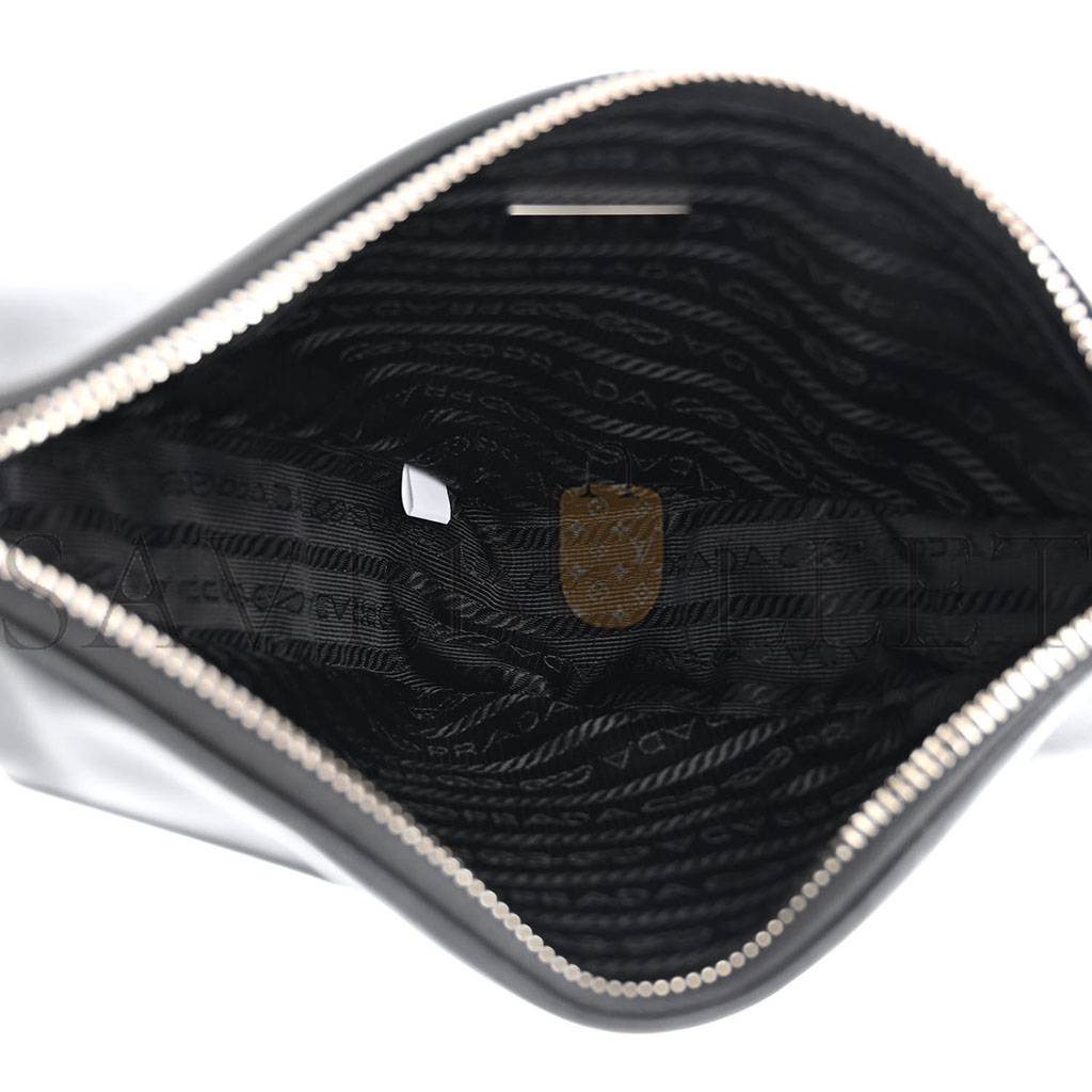 PRADA GRACE LUX TRIANGLE WRISTLET POUCH BLACK (27*15*6cm)