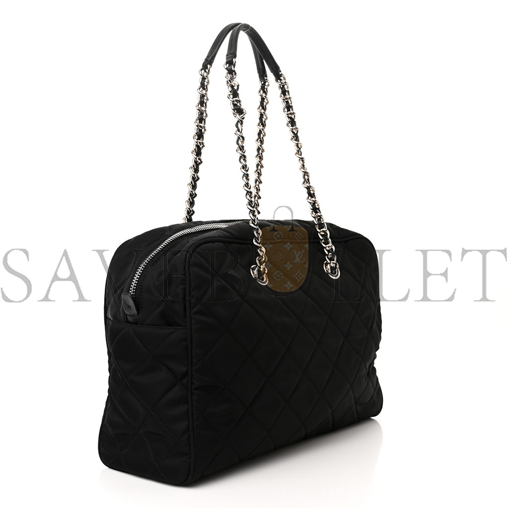 PRADA NYLON TESSUTO IMPUNTU QUILTED SHOULDER BAG BLACK (36*25*14cm)