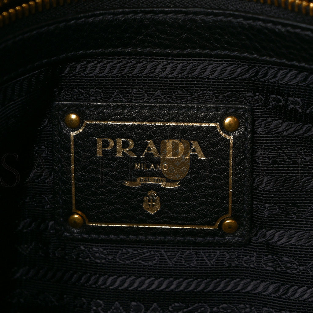 PRADA VITELLO DAINO EMBOSSED LOGO TOTE BLACK (30*26*14cm)