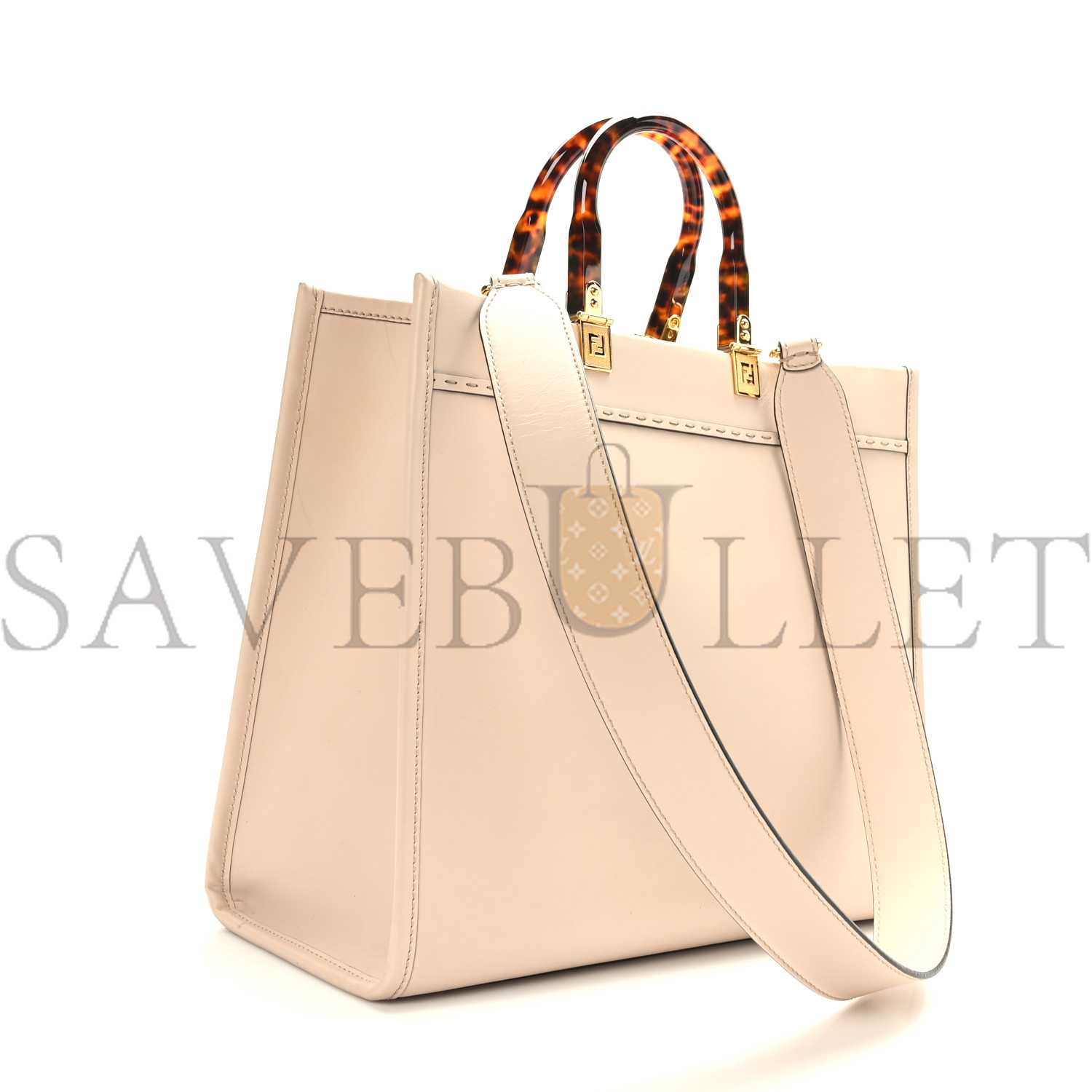 FENDI VITELLO KING PLEXIGLASS MEDIUM FENDI SUNSHINE SHOPPER TOTE LIGHT ROSE (36*31*15cm)