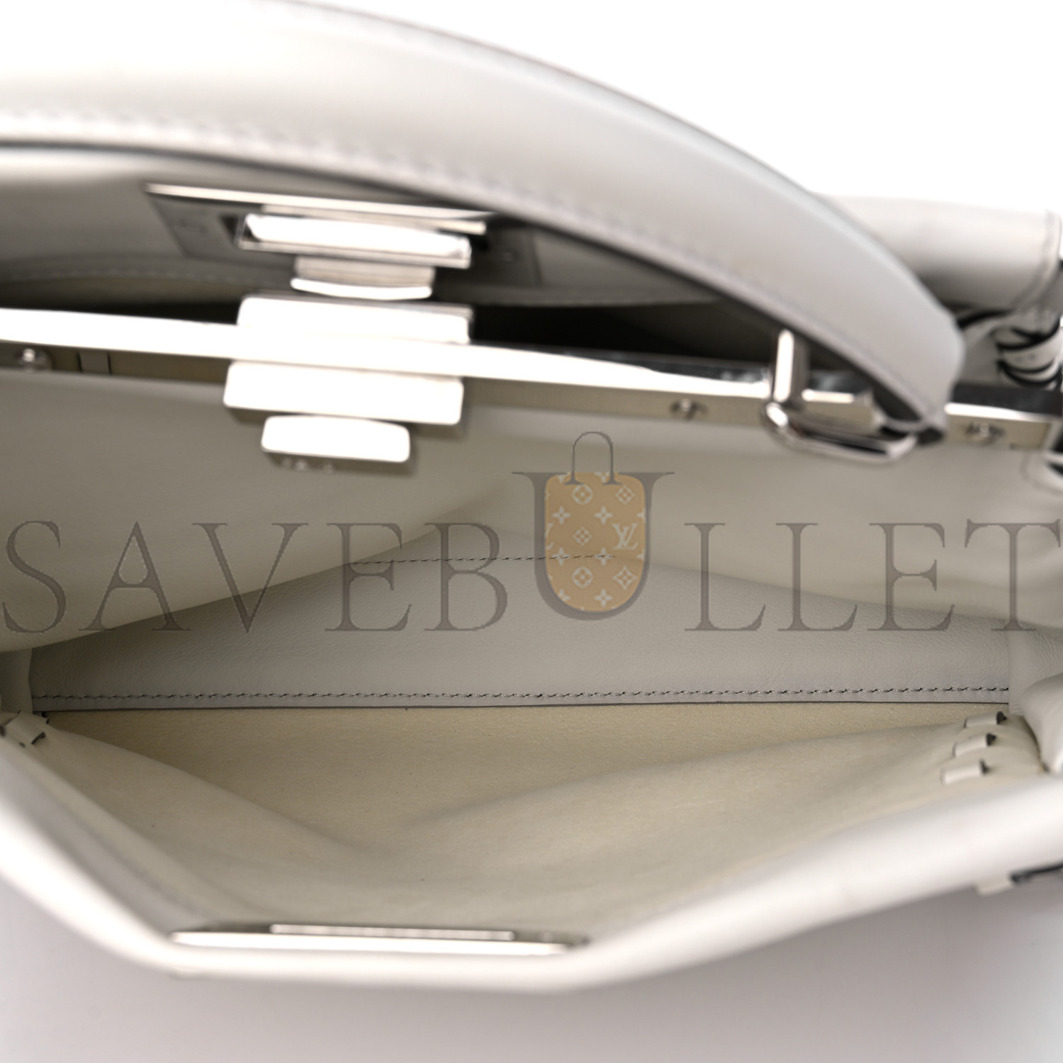 FENDI VITELLO SETA CENTURY NAPPA WHIPSTITCH MEDIUM PEEKABOO ICONIC SATCHEL WHITE (34*26*14cm)