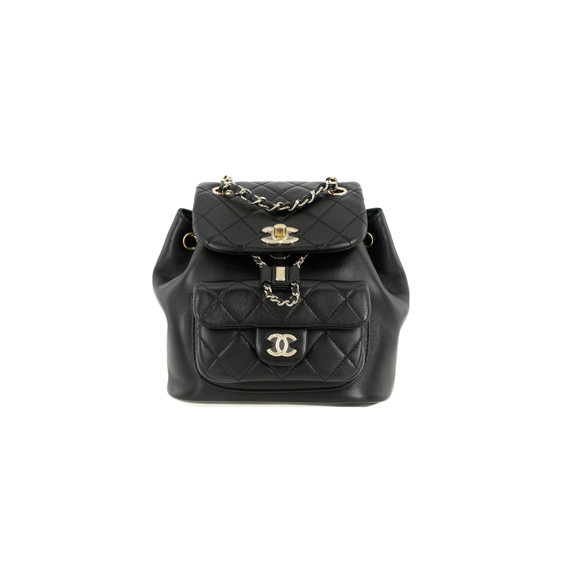 CHANEL DUMA SHEEPSKIN BACKPACK BLACK (18.5*18*12cm) 