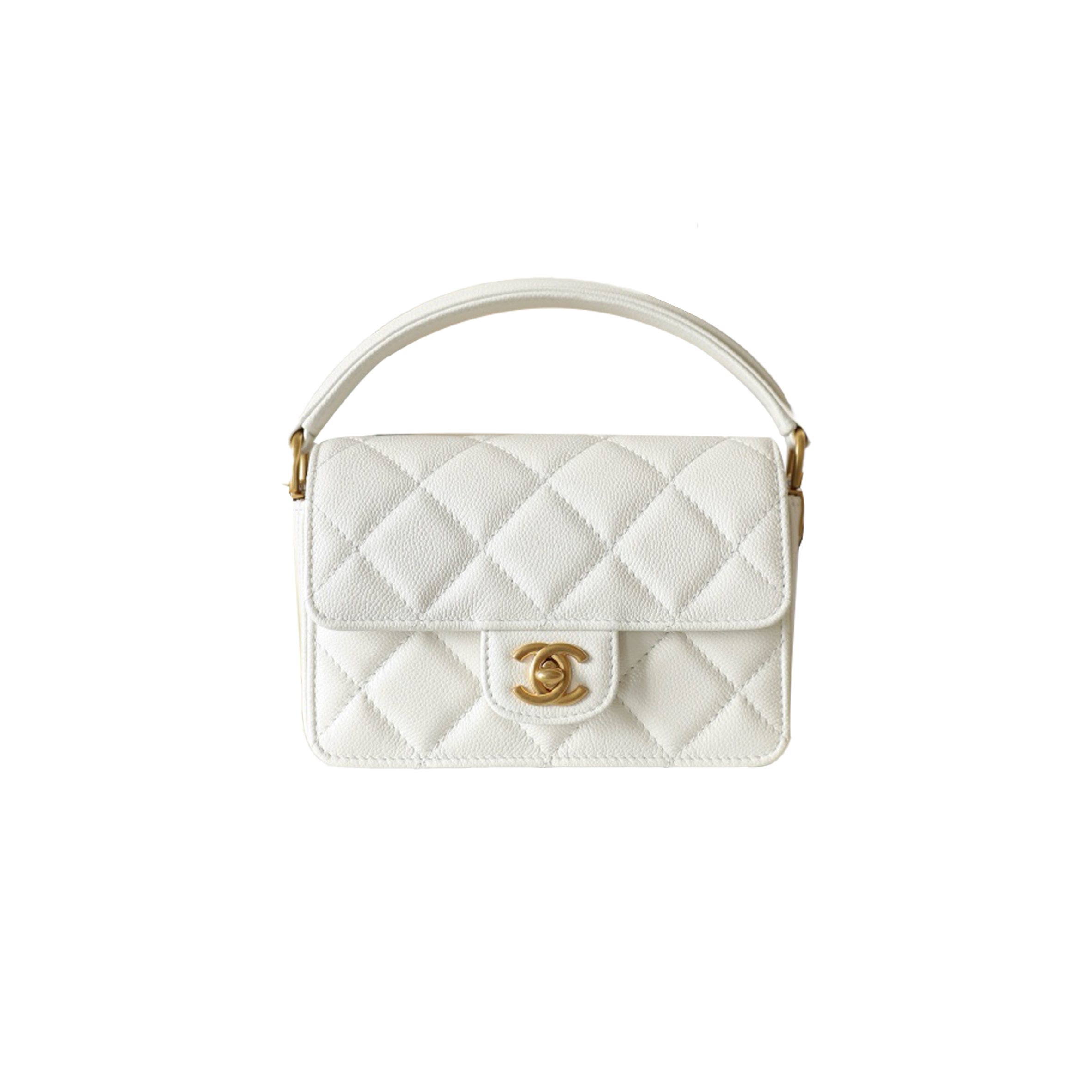 CHANEL HANDLE FLAP BAG WHITE MINI (16*11*4cm)