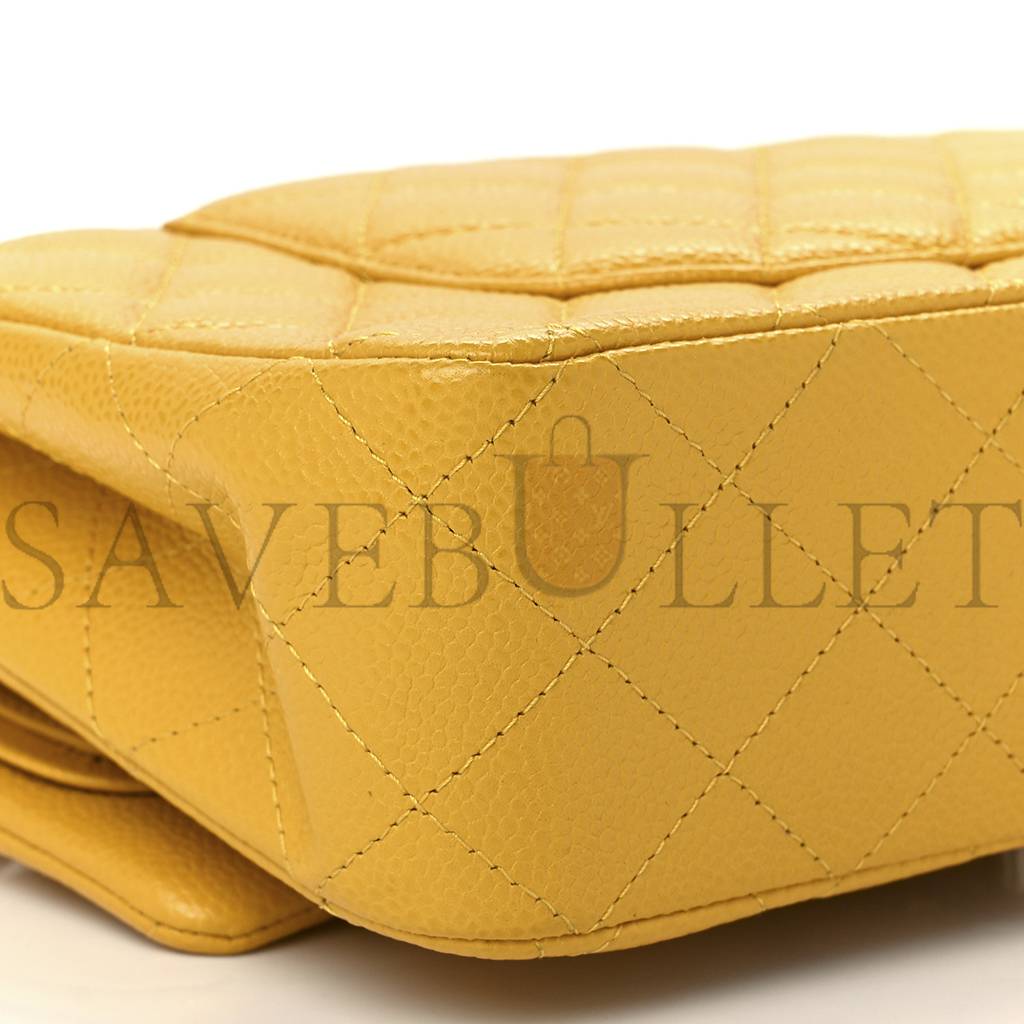 CHANEL CAVIAR QUILTED MEDIUM DOUBLE FLAP YELLOW (25*15*6cm)