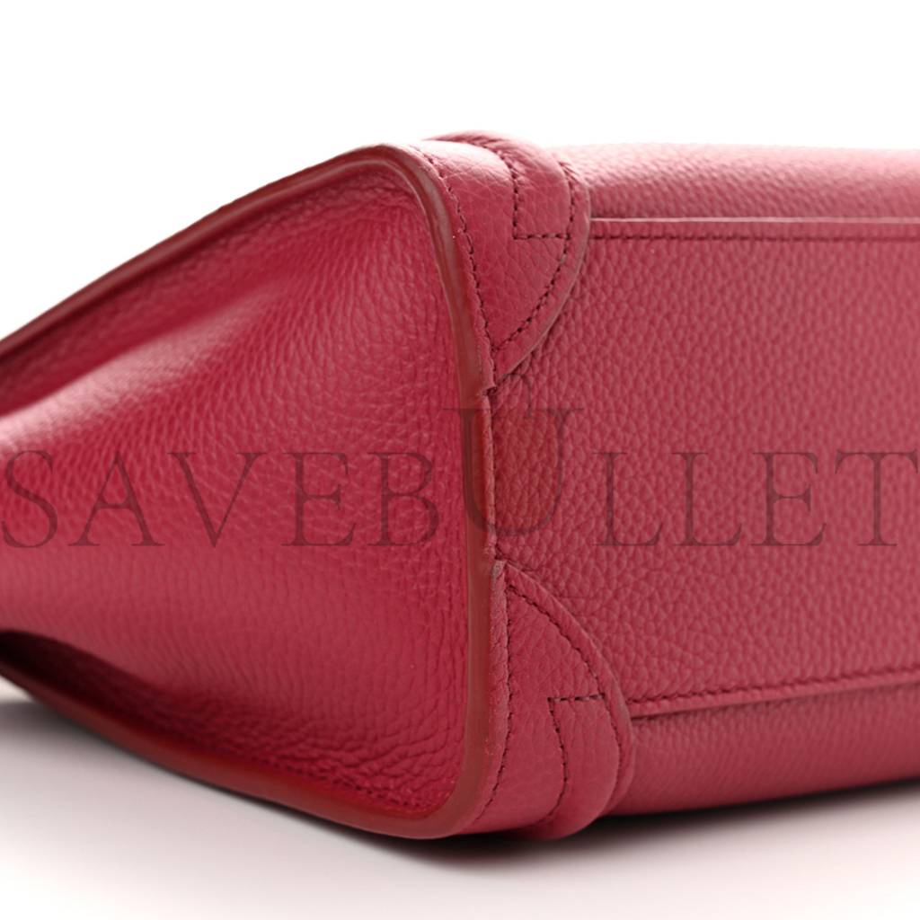 CELINE DRUMMED CALFSKIN NANO LUGGAGE RASBERRY (20*20*10cm)