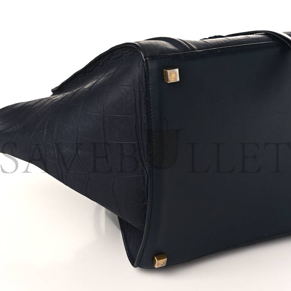 CELINE CROCODILE EMBOSSED CALFSKIN MEDIUM PHANTOM LUGGAGE NAVY BLUE (30*27*24cm)