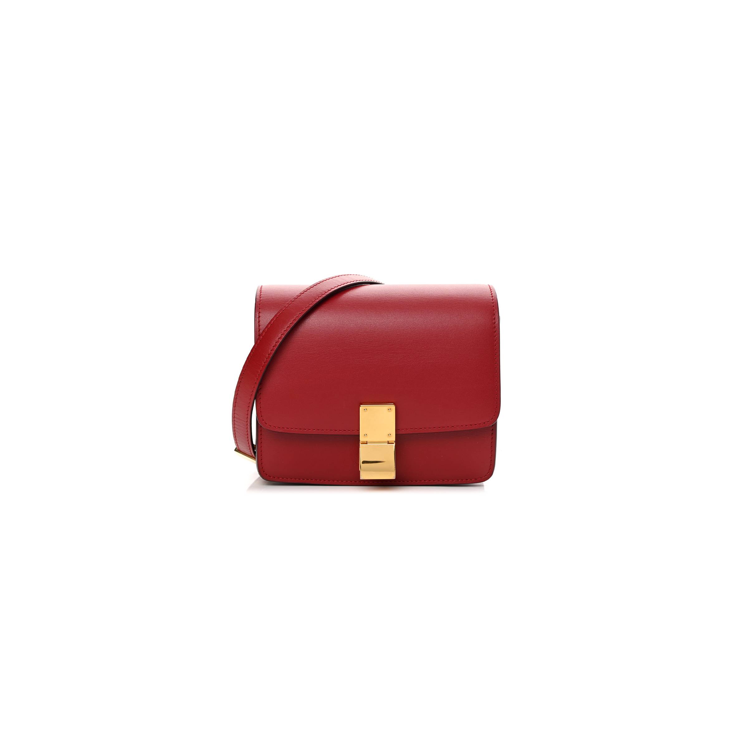 CELINE SMOOTH CALFSKIN SMALL CLASSIC BOX FLAP BAG RED (17*15*7cm)