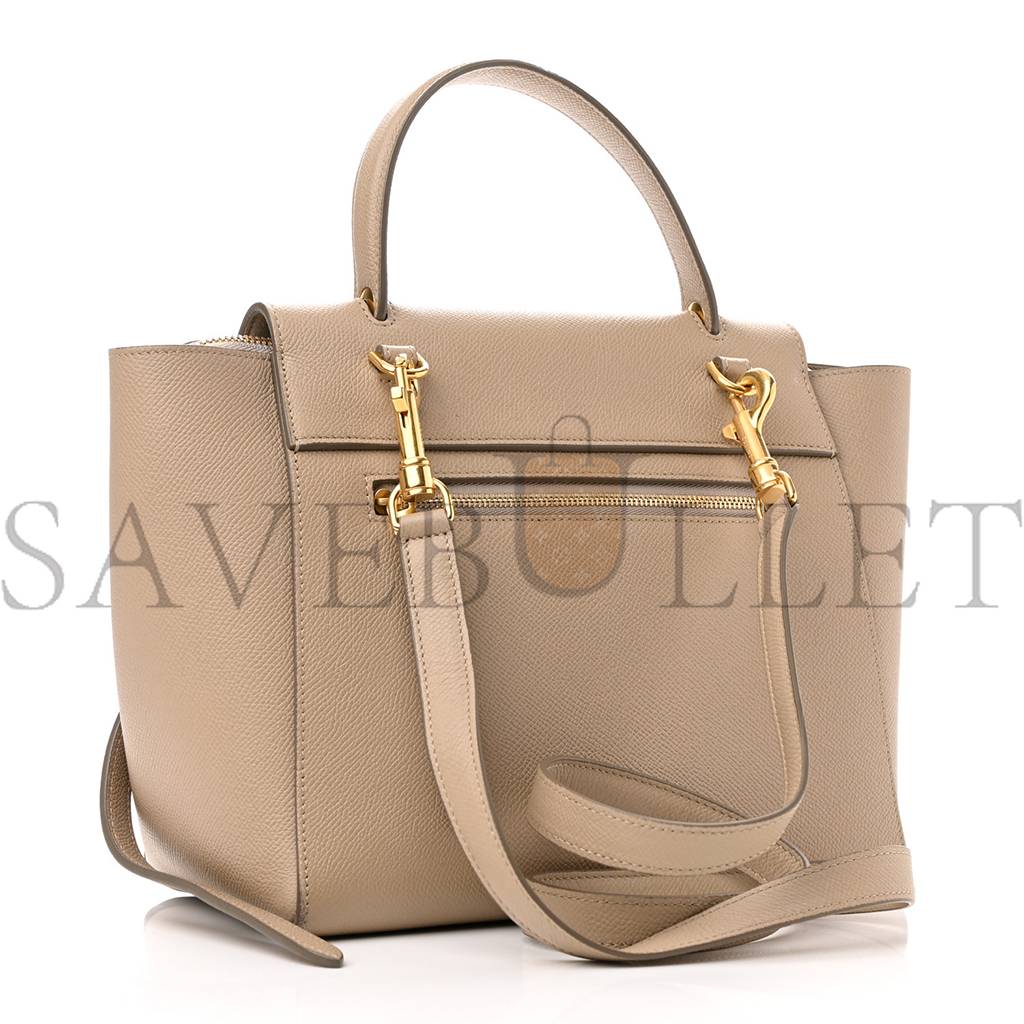 CELINE GRAINED CALFSKIN MICRO BELT BAG LIGHT TAUPE (23*22*13cm)