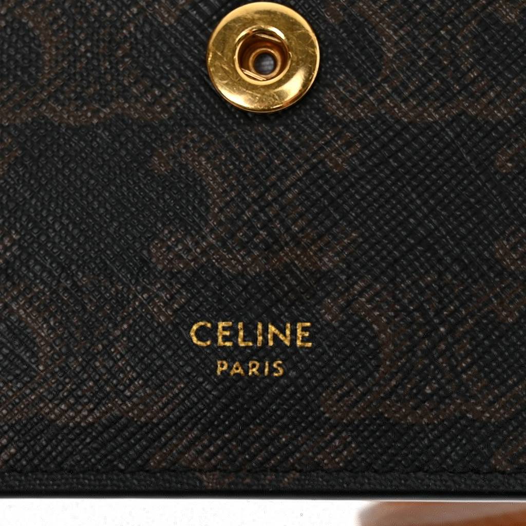 CELINE TRIOMPHE CANVAS LAMBSKIN WALLET ON STRAP TAN (20*13*6cm)