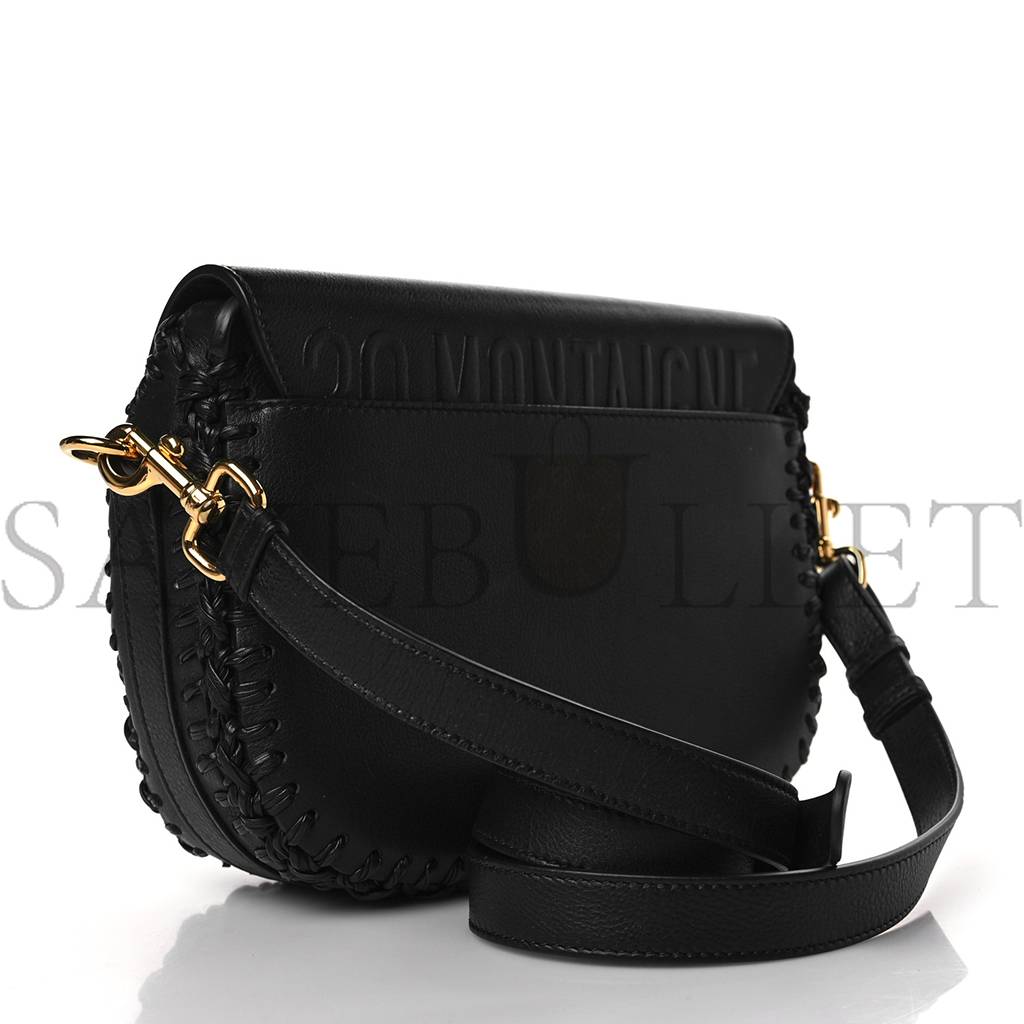 DIOR GRAINED CALFSKIN MEDIUM WHIPSTITCHED BOBBY BAG BLACK (21*18*5.7cm) 