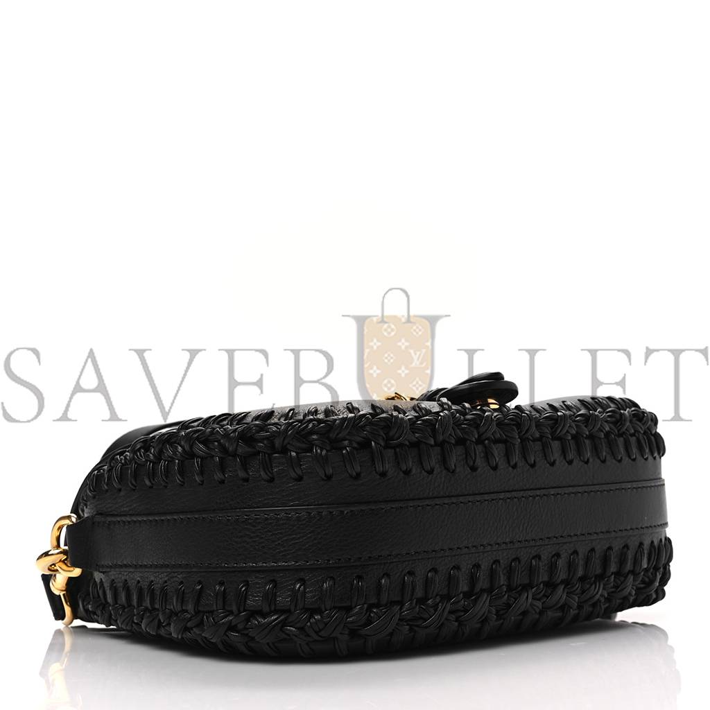 DIOR GRAINED CALFSKIN MEDIUM WHIPSTITCHED BOBBY BAG BLACK (21*18*5.7cm)