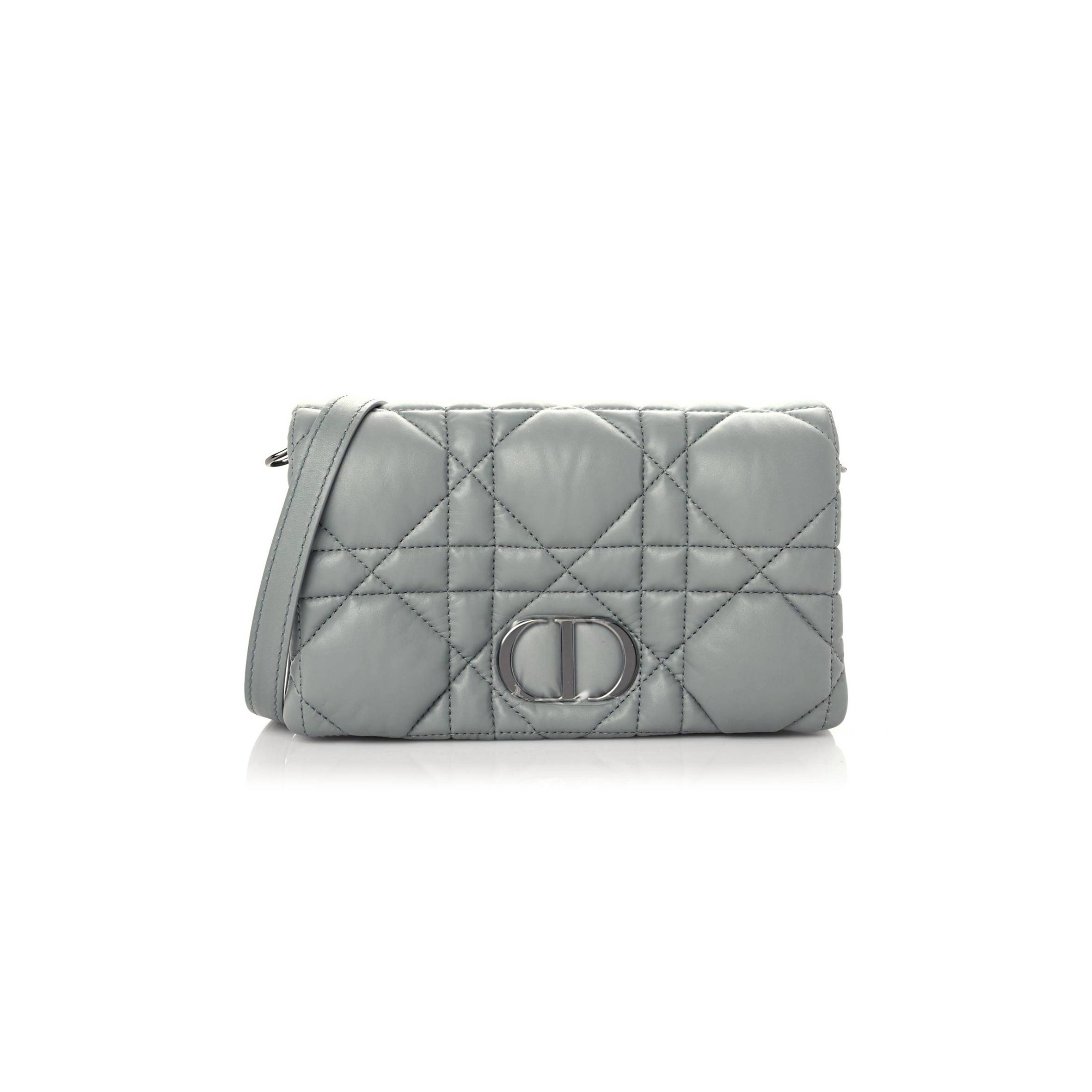 DIOR CALFSKIN MACROCANNAGE MINI CARO BAG GREY (20*12*5.1cm)